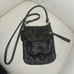 Black Leather Crossbody Bag. Genuine Leather